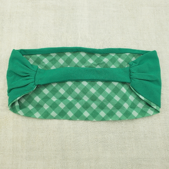 LULULEMON - Reversible Headband Green Head Wrap White Green Plaid Head Band - Picture 2 of 3